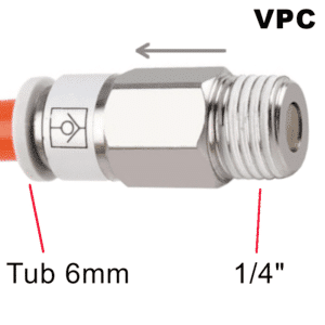 Clapeta sens VPC conector rapid plastic alb tub 6mm - BSP 1/4" E