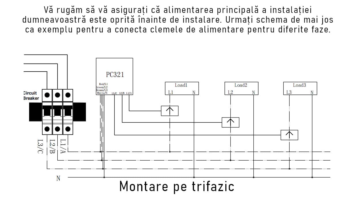 Schema montare pe trifazic
