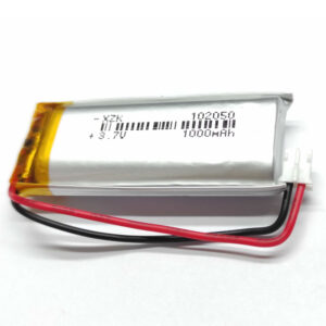 Acumulator Li-Po 102050 cu mufă de 3.7V și 1000mA, dimensiuni 50x20x10mm